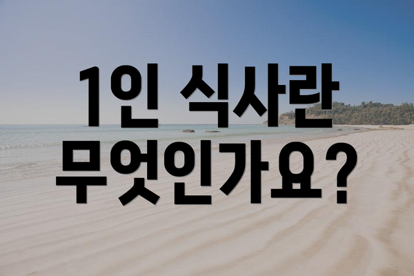 1인 식사란 무엇인가요?