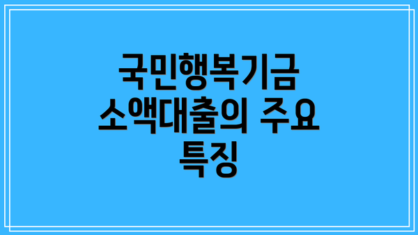 국민행복기금 소액대출의 주요 특징