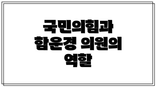 국민의힘과 함운경 의원의 역할