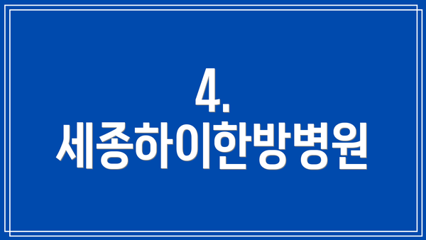 4. 세종하이한방병원