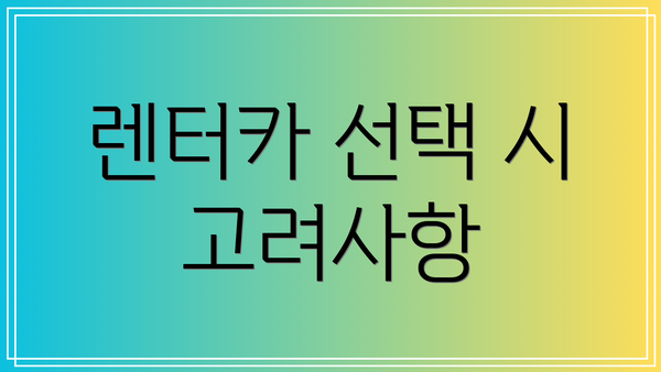 렌터카 선택 시 고려사항