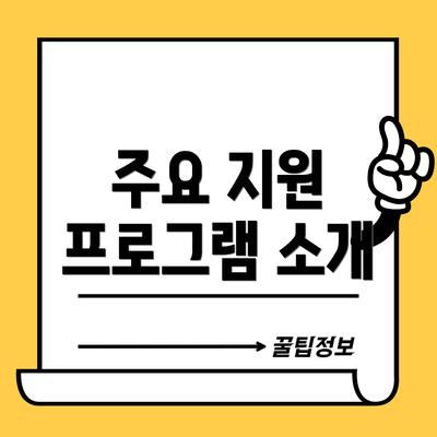 주요 지원 프로그램 소개