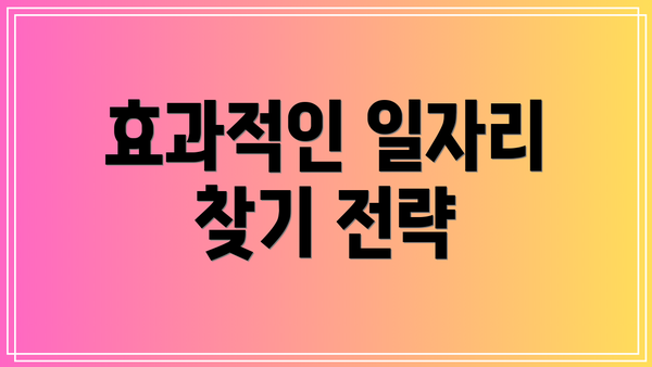 효과적인 일자리 찾기 전략