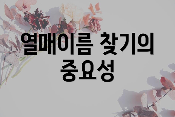 열매이름 찾기의 중요성