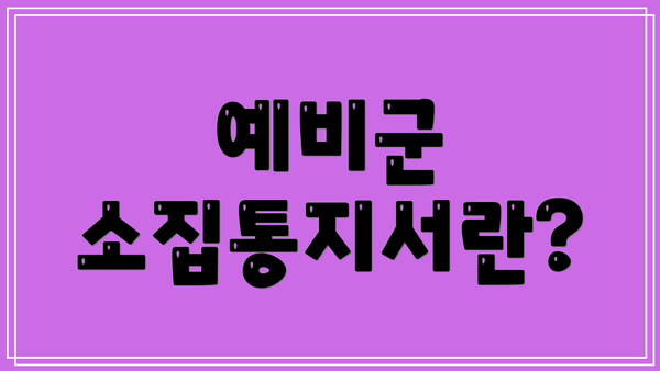 예비군 소집통지서란?