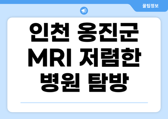 인천 옹진군 MRI 저렴한 병원 탐방