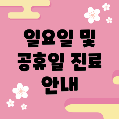 일요일 및 공휴일 진료 안내