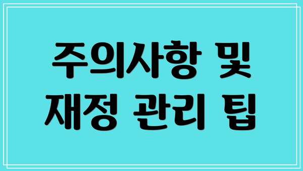 주의사항 및 재정 관리 팁