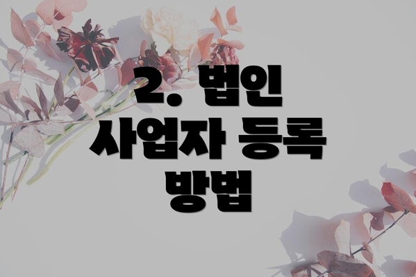 2. 법인 사업자 등록 방법