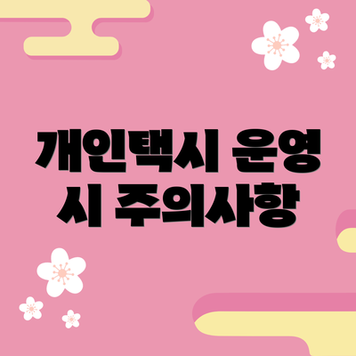 개인택시 운영 시 주의사항