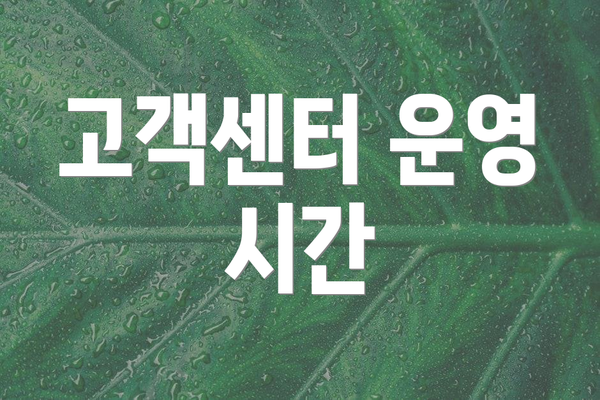 고객센터 운영 시간