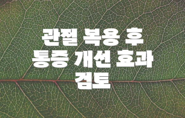 관절 복용 후 통증 개선 효과 검토
