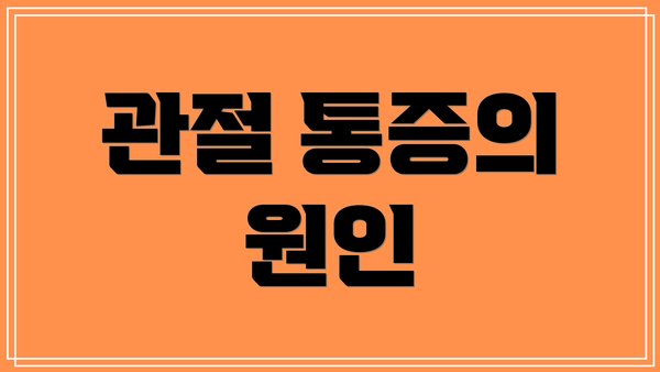 관절 통증의 원인