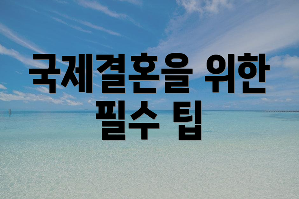 국제결혼을 위한 필수 팁
