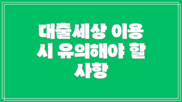 대출세상 이용 시 유의해야 할 사항