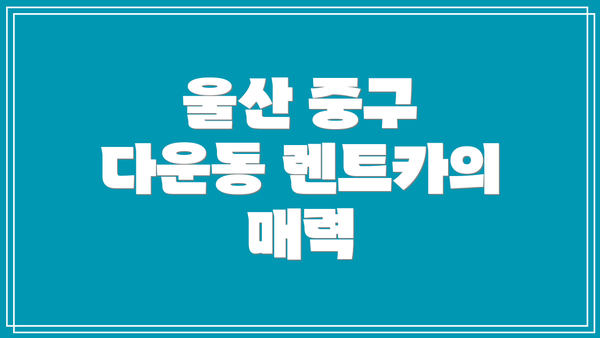 울산 중구 다운동 렌트카의 매력