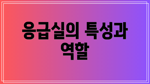 응급실의 특성과 역할