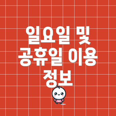 일요일 및 공휴일 이용 정보