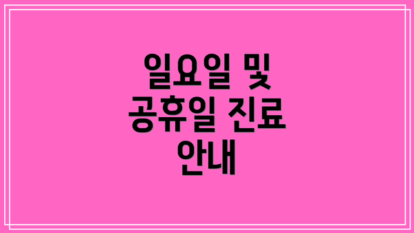 일요일 및 공휴일 진료 안내