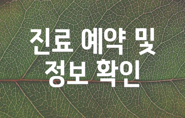 진료 예약 및 정보 확인