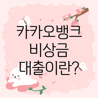 카카오뱅크 비상금 대출이란?