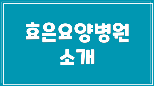 효은요양병원 소개